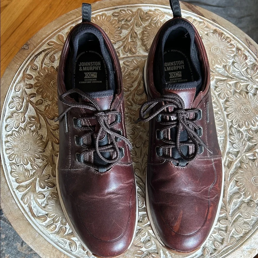 Johnston & Murphy Dark Brown Leather Shoes Size 12M Waterproof Sheepskin